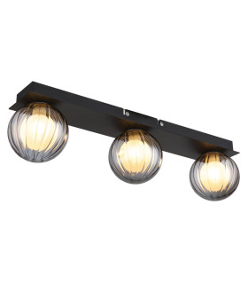 Ander Globe Ceiling Light Matt Black IP44 Balls Smoke Glass Shade 3x G9-1