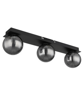 Ander Globe Ceiling Light Matt Black IP44 Balls Smoke Glass Shade 3x G9-2