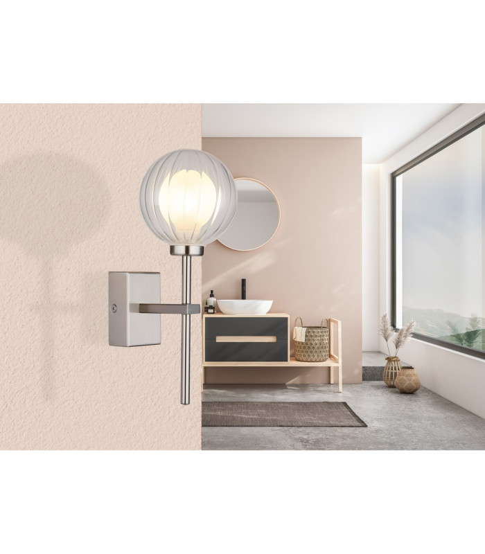 Ander Globe Wall Lights Nickel Matt IP44 Ball Clear Glass Shade 1x G9-6