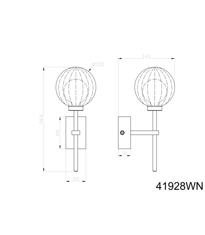Ander Globe Wall Lights Nickel Matt IP44 Ball Clear Glass Shade 1x G9-7