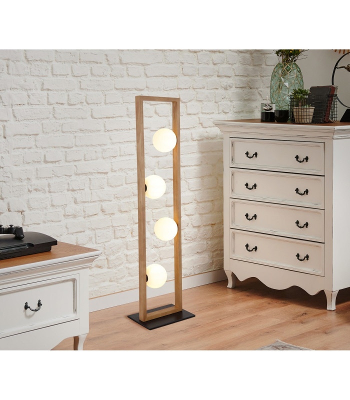 Nanda Multi Arm Floor Lamp Matt Black Balls Opal Glass Shade 4x G9-6