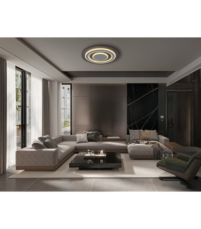 Jayden 48cm Integrated LED Semi Flush Ceiling Light Anthracite Brushed LED 3000K-7