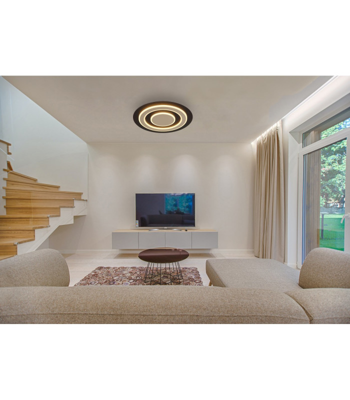Jayden 48cm Integrated LED Semi Flush Ceiling Light Matt Black LED 3000K-7