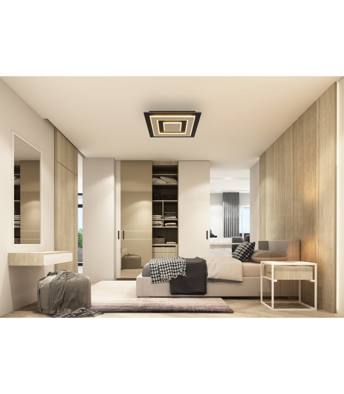 Jayden 48cm Integrated LED Semi Flush Ceiling Light Matt Black LED 3000K-5