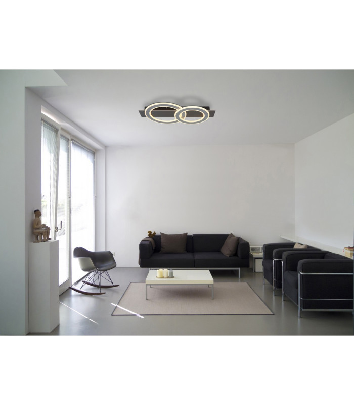Jayden 2 Ring Integrated LED Semi Flush Ceiling Light Anthracite Brushed 2x LED 3000K-8