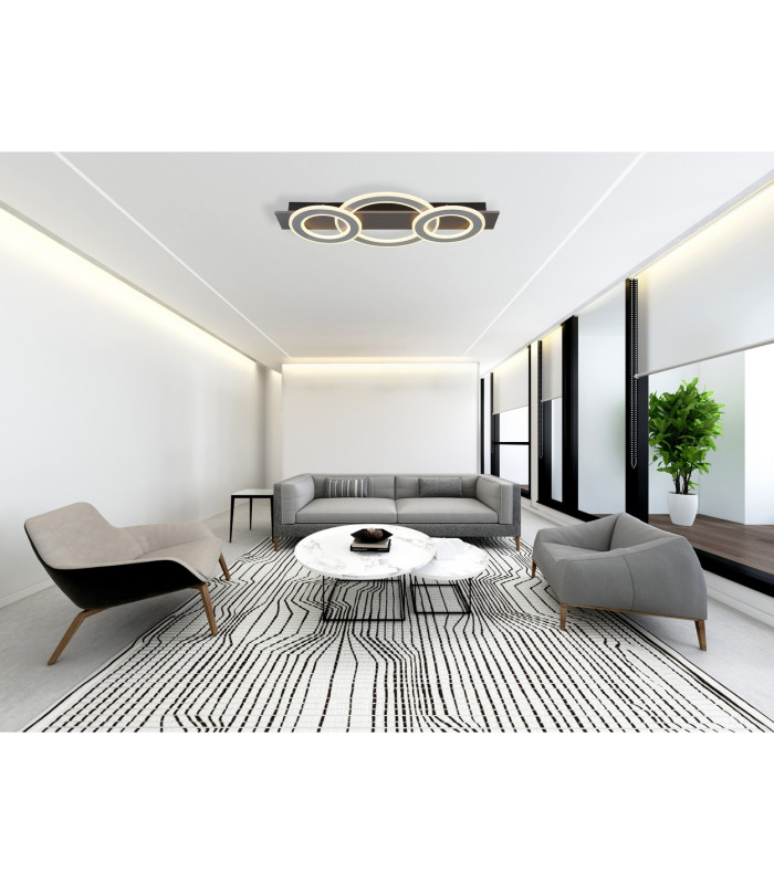 Jayden 3 Ring Integrated LED Semi Flush Ceiling Light Anthracite Brushed 3x LED 3000K-8