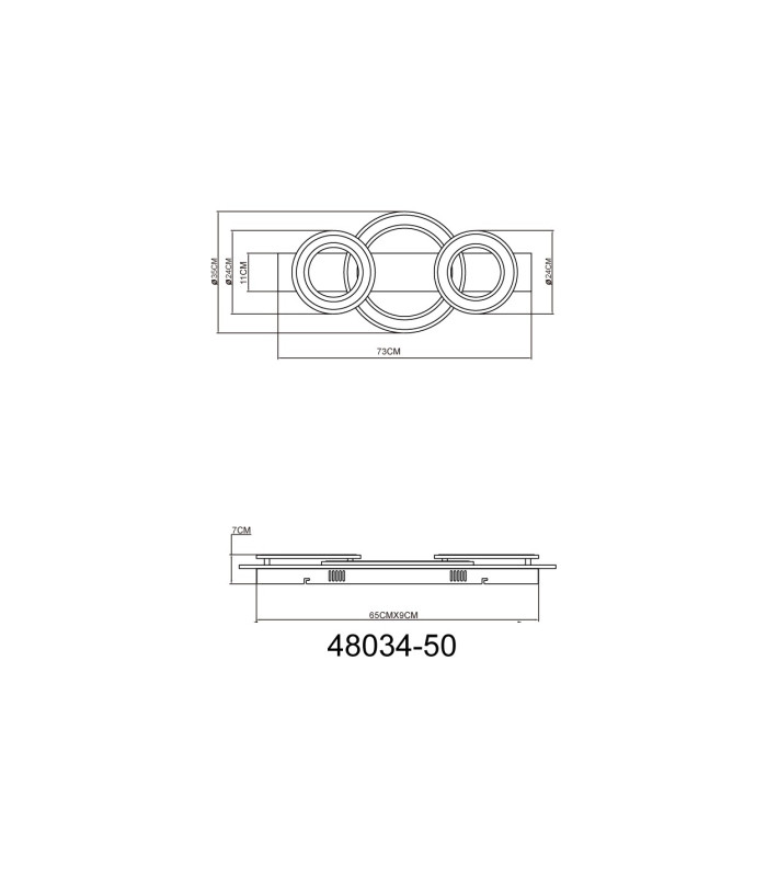 Jayden 3 Ring Integrated LED Semi Flush Ceiling Light Anthracite Brushed 3x LED 3000K-9