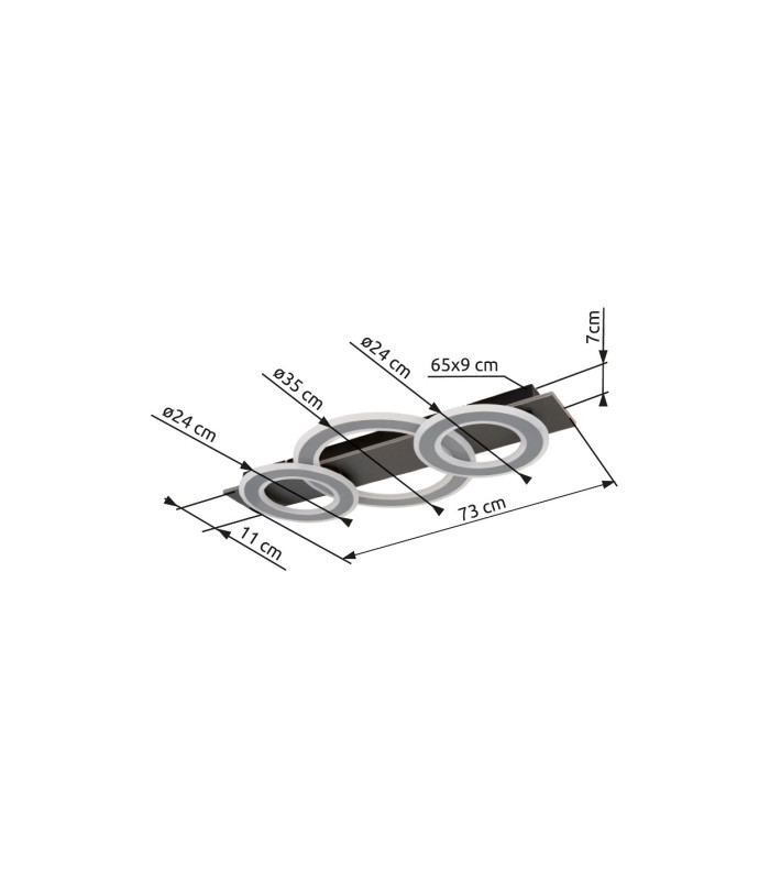Jayden 3 Ring Integrated LED Semi Flush Ceiling Light Anthracite Brushed 3x LED 3000K-10