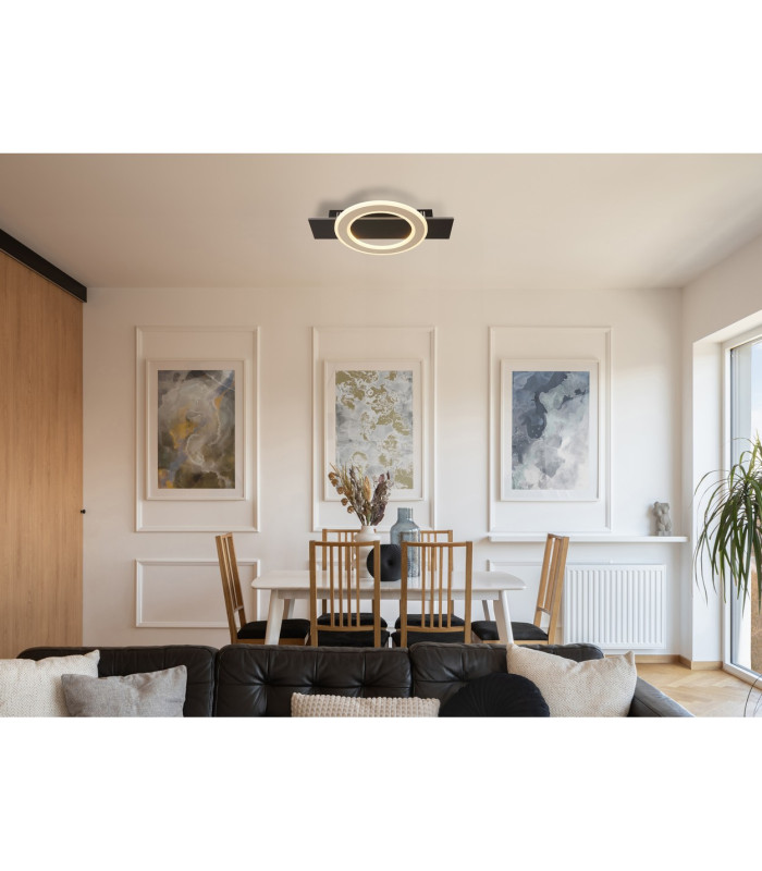 Jayden Integrated LED Semi Flush Ceiling Light Matt Black LED 3000K-5