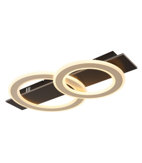 Jayden 2 Ring Integrated LED Semi Flush Ceiling Light Matt Black 2x LED 3000K-1