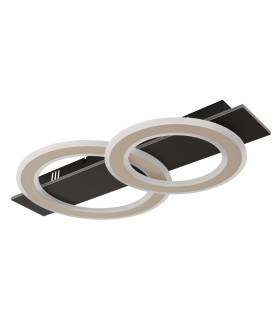 Jayden 2 Ring Integrated LED Semi Flush Ceiling Light Matt Black 2x LED 3000K-2