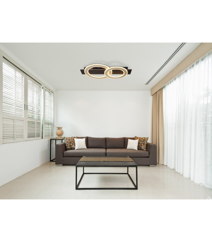 Jayden 2 Ring Integrated LED Semi Flush Ceiling Light Matt Black 2x LED 3000K-8