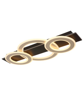 Jayden 3 Ring Integrated LED Semi Flush Ceiling Light Matt Black 3x LED 3000K-1