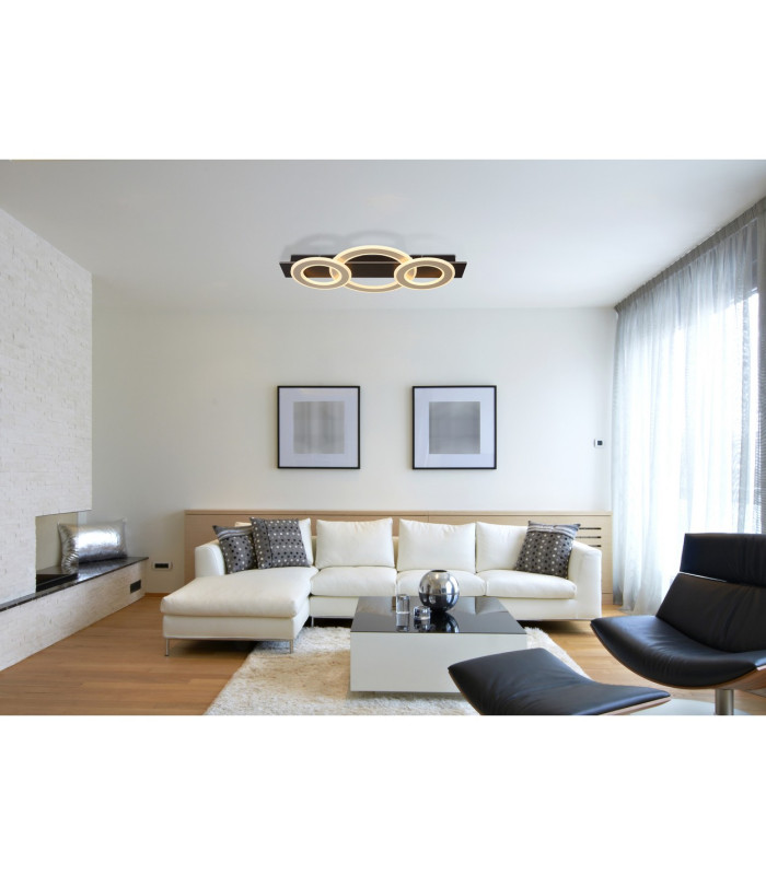 Jayden 3 Ring Integrated LED Semi Flush Ceiling Light Matt Black 3x LED 3000K-5