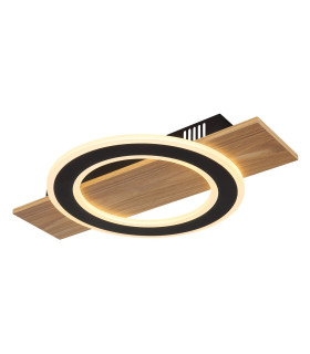 Jayden Integrated LED Semi Flush Ceiling Light Wood Look Dark LED 3000K-1