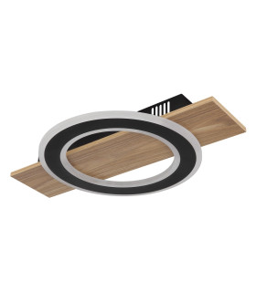Jayden Integrated LED Semi Flush Ceiling Light Wood Look Dark LED 3000K-2