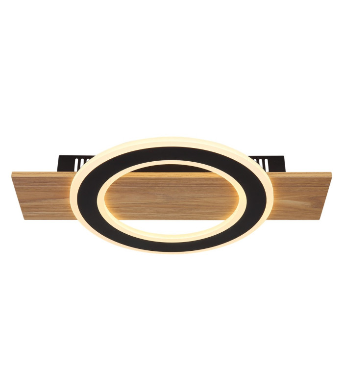 Jayden Integrated LED Semi Flush Ceiling Light Wood Look Dark LED 3000K-3