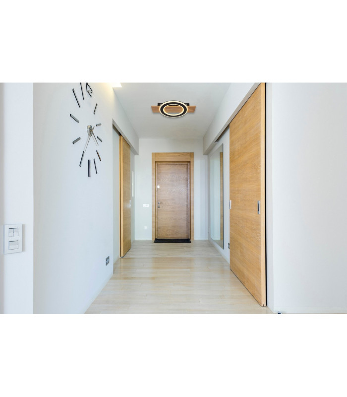 Jayden Integrated LED Semi Flush Ceiling Light Wood Look Dark LED 3000K-5