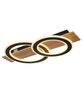 Jayden 2 Ring Integrated LED Semi Flush Ceiling Light Wood Look Dark 2x LED 3000K-1