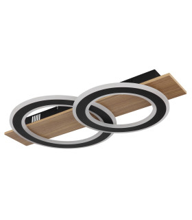 Jayden 2 Ring Integrated LED Semi Flush Ceiling Light Wood Look Dark 2x LED 3000K-2