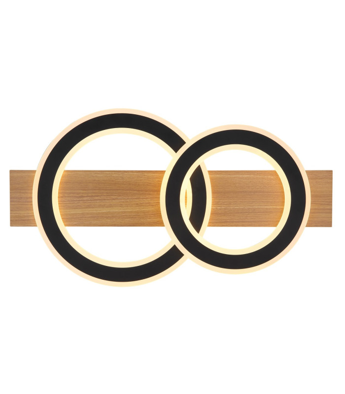 Jayden 2 Ring Integrated LED Semi Flush Ceiling Light Wood Look Dark 2x LED 3000K-4