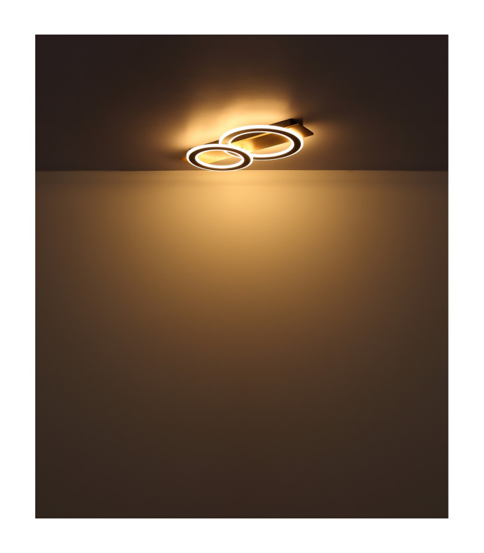 Jayden 2 Ring Integrated LED Semi Flush Ceiling Light Wood Look Dark 2x LED 3000K-5