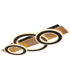 Jayden 3 Ring Integrated LED Semi Flush Ceiling Light Wood Look Dark 3x LED 3000K-1