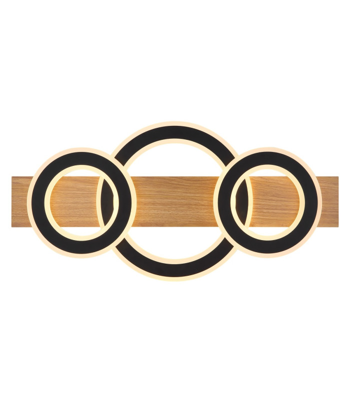 Jayden 3 Ring Integrated LED Semi Flush Ceiling Light Wood Look Dark 3x LED 3000K-4
