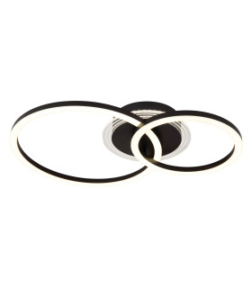 Loretta 2 Ring Integrated LED Semi Flush Ceiling Light Matt Black 2x LED 2700-6500K-1