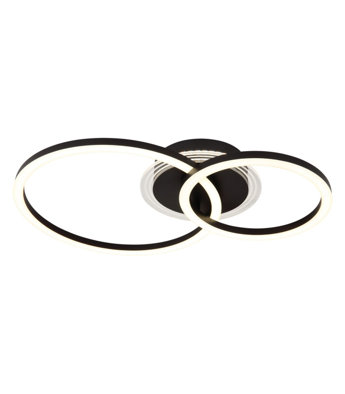 Loretta 2 Ring Integrated LED Semi Flush Ceiling Light Matt Black 2x LED 2700-6500K-1
