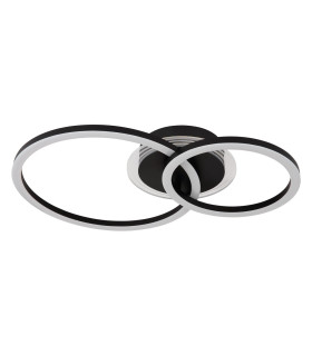 Loretta 2 Ring Integrated LED Semi Flush Ceiling Light Matt Black 2x LED 2700-6500K-2