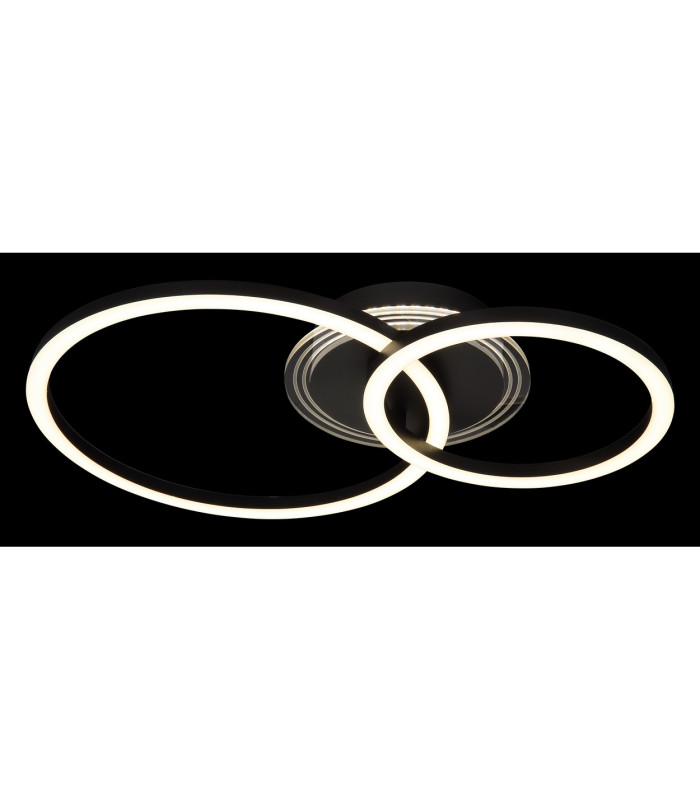 Loretta 2 Ring Integrated LED Semi Flush Ceiling Light Matt Black 2x LED 2700-6500K-4
