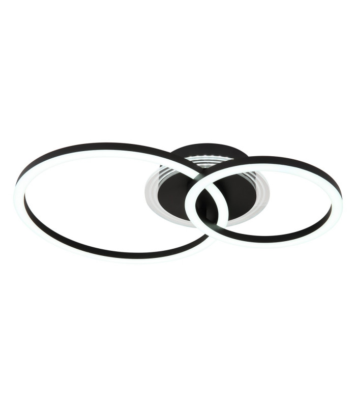 Loretta 2 Ring Integrated LED Semi Flush Ceiling Light Matt Black 2x LED 2700-6500K-6
