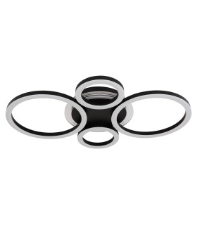 Loretta 3 Ring Integrated LED Semi Flush Ceiling Light Matt Black 4x LED 2700-6500K-2