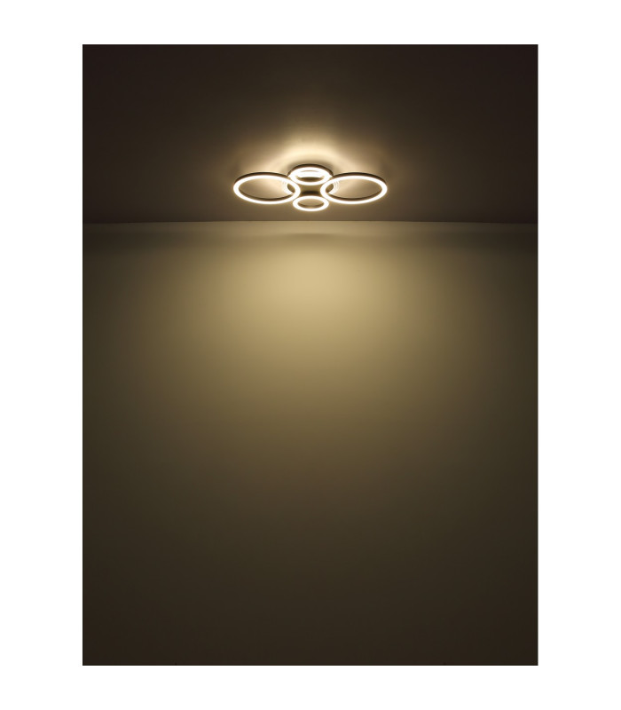 Loretta 3 Ring Integrated LED Semi Flush Ceiling Light Matt Black 4x LED 2700-6500K-7
