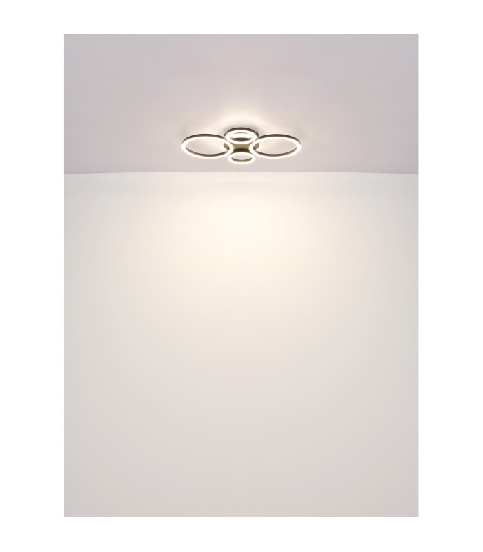 Loretta 3 Ring Integrated LED Semi Flush Ceiling Light Matt Black 4x LED 2700-6500K-8