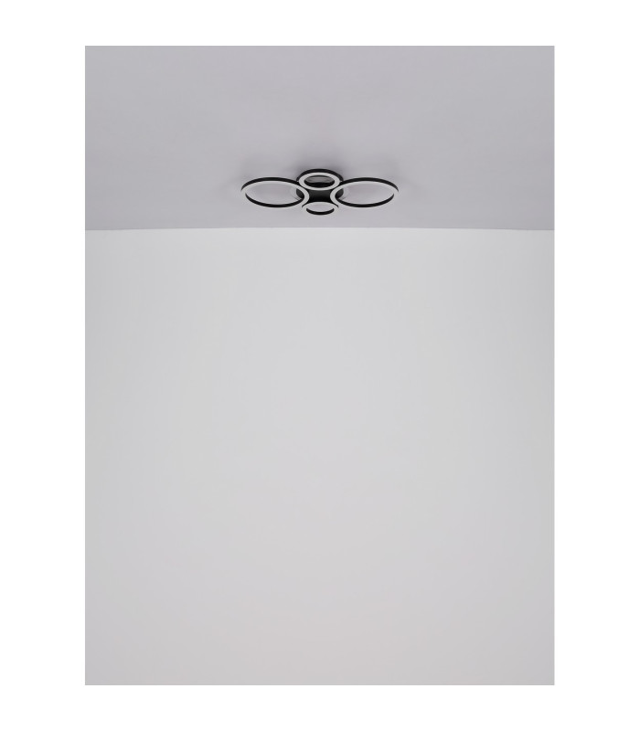 Loretta 3 Ring Integrated LED Semi Flush Ceiling Light Matt Black 4x LED 2700-6500K-9