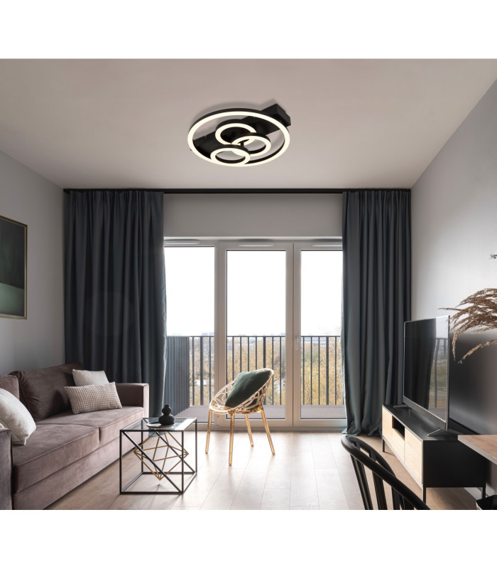 Darryl I Integrated LED Semi Flush Ceiling Light Matt Black 4x LED Dimmable 2700-6500K Remote Control Timer-10
