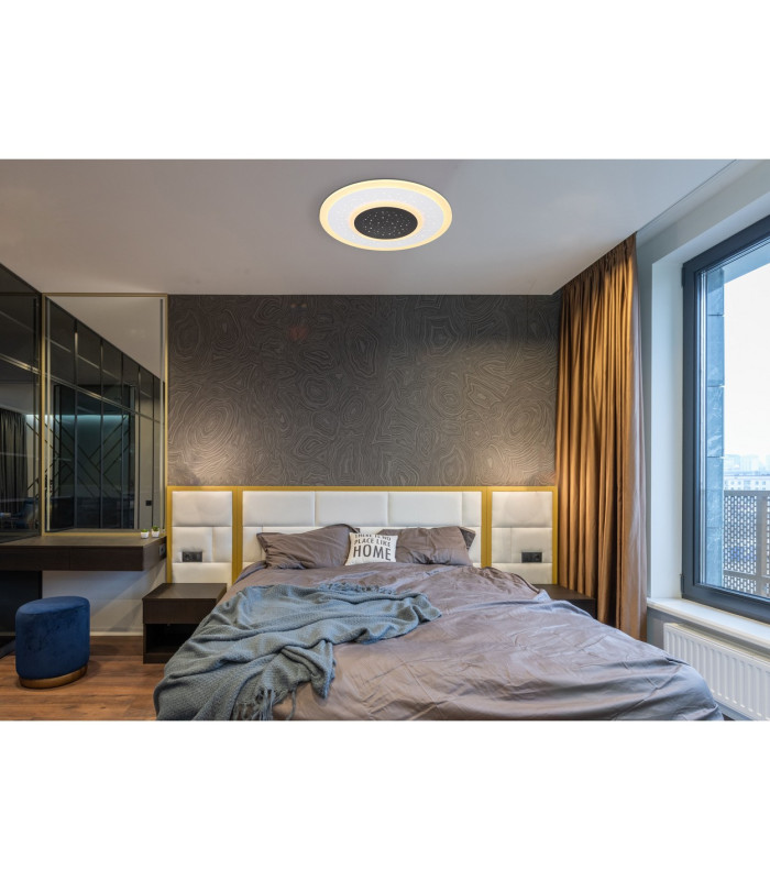 Gisell Round Integrated LED Semi Flush Ceiling Light White Matt LED Dimmable 2700-6000K Remote Control-11