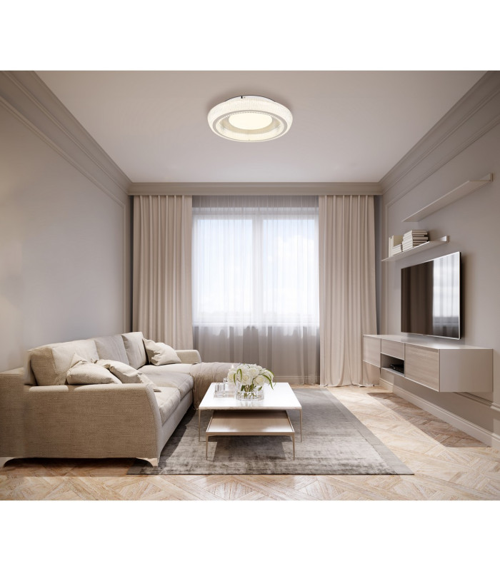 Sharper 40cm Integrated LED Semi Flush Ceiling Light White Matt LED 2700-6000K-9