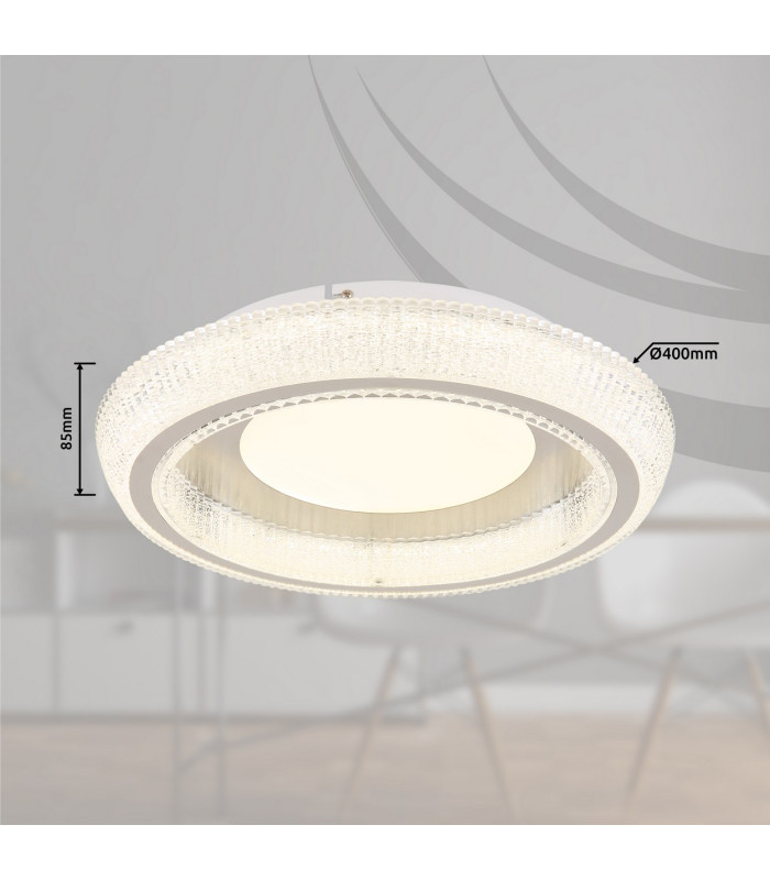 Sharper 40cm Integrated LED Semi Flush Ceiling Light White Matt LED 2700-6000K-10