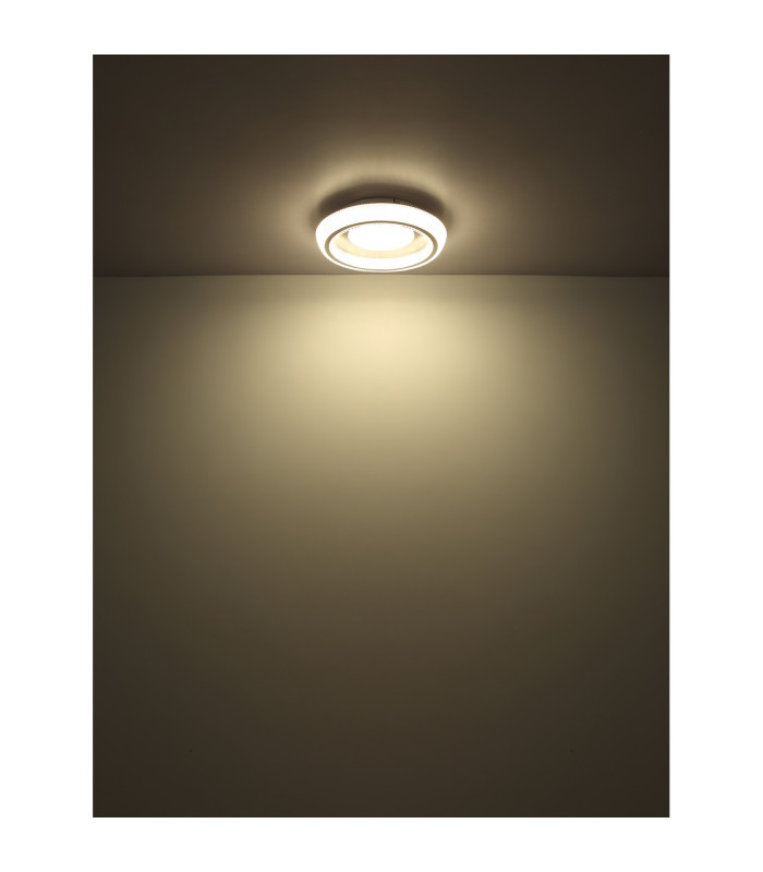 Sharper 50cm Integrated LED Semi Flush Ceiling Light White Matt LED 2700-6000K-6