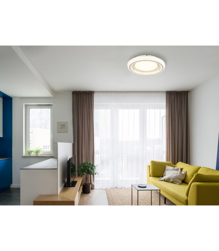 Sharper 50cm Integrated LED Semi Flush Ceiling Light White Matt LED 2700-6000K-9