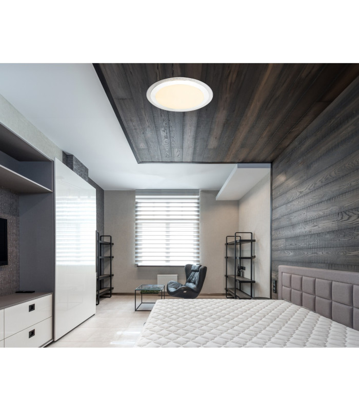 Nicole II Integrated LED Semi Flush Ceiling Light Chrome LED Dimmable 3000-6000K Remote Control-12