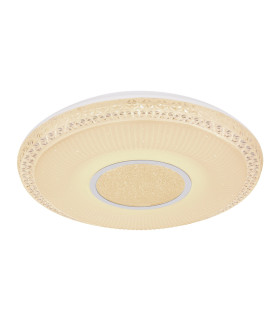 Klemens Patterned Glass Flush Ceiling Light White 1x RGB LED Dimmable 3000-6000K Remote Control-1