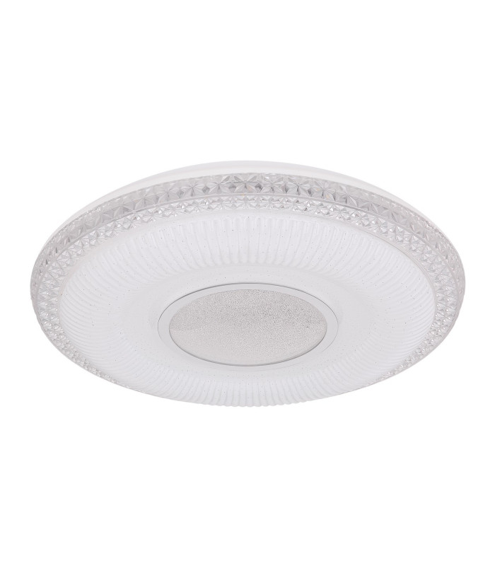 Klemens Patterned Glass Flush Ceiling Light White 1x RGB LED Dimmable 3000-6000K Remote Control-2