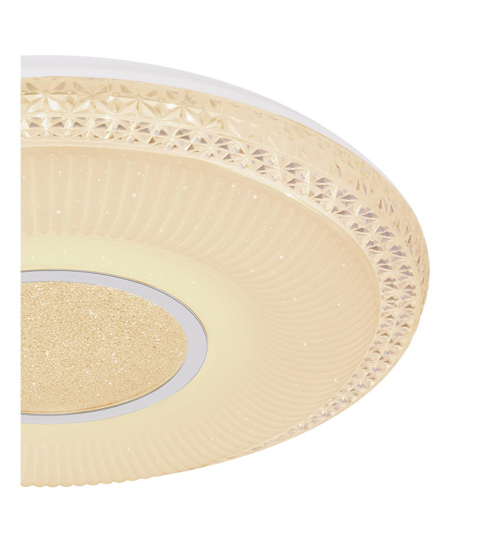 Klemens Patterned Glass Flush Ceiling Light White 1x RGB LED Dimmable 3000-6000K Remote Control-4