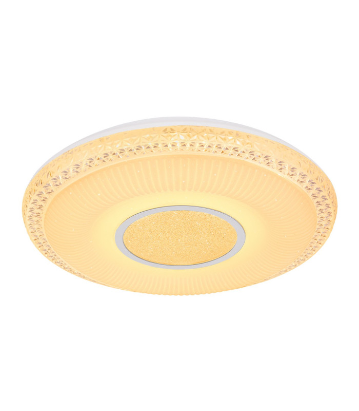 Klemens Patterned Glass Flush Ceiling Light White 1x RGB LED Dimmable 3000-6000K Remote Control-5