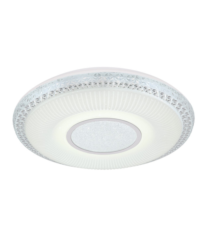Klemens Patterned Glass Flush Ceiling Light White 1x RGB LED Dimmable 3000-6000K Remote Control-6
