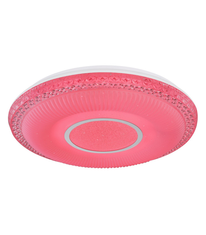 Klemens Patterned Glass Flush Ceiling Light White 1x RGB LED Dimmable 3000-6000K Remote Control-7